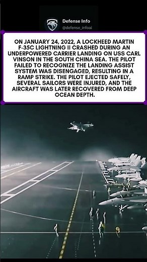 F-35C Crash on USS Carl Vinson | Underpowered Carrier Landing Incident
