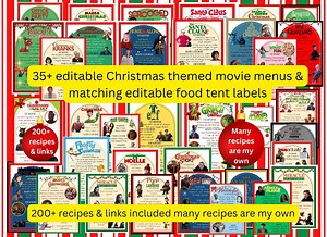35  Editable Christmas Dinner and a Movie Menus, Mystery Movie Night, Holiday Movie Night, Recipes, Links, Food Tents, My Own Recipes - Etsy