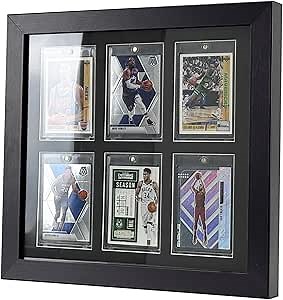 Bivitre Trading Card Display Case - Baseball Card Display Case Wall Mount, Hold 6 Cards Sports Card Display Frame for Basketball Football Hockey Cards, Black Standard (6 Cards)