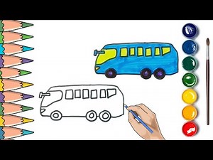 How To Draw A Cute Bus, Drawing, Painting & Coloring For Kids and Toddlers_ Child Art