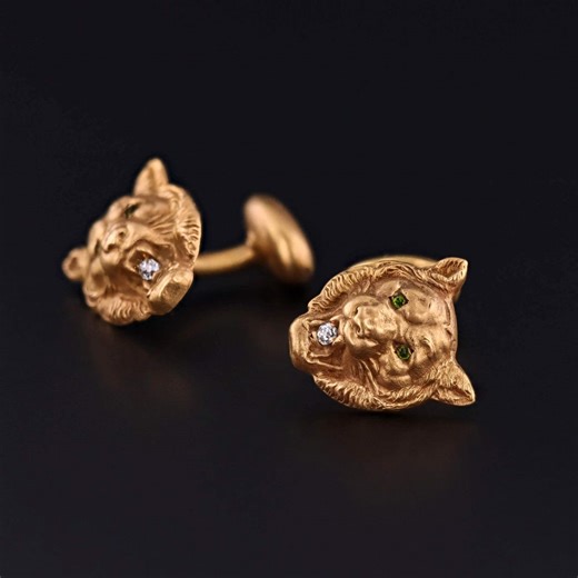 Antique Lion Cufflinks of 10k Gold - Etsy