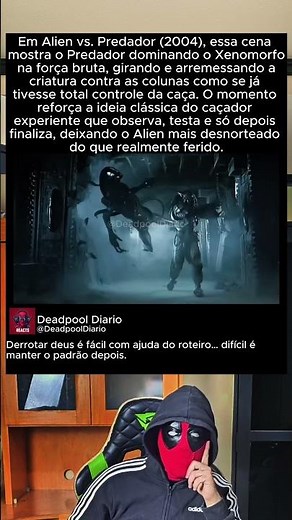 Em Alien vs. Predador (2004), essa cena mostra o Predador dominando o Xenomorfo na força bruta