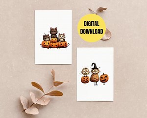 Halloween Memory Card Game | Halloween Game | Halloween Game Night | Halloween Party Game | Printable | Cat Theme | Digital Download - Etsy