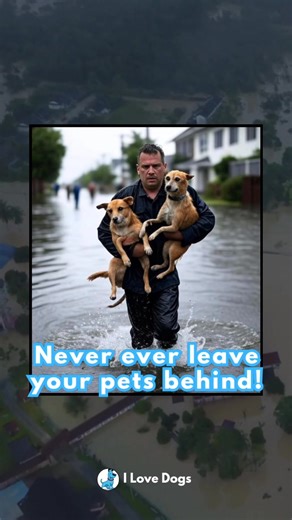In times of disaster, heroes rise—not just for people, but for pets too. This powerful moment shows a rescuer carrying dogs to safety, reminding us that loyalty goes both ways. 🐾💪 Our pets trust us with their lives. They are family, not possessions. Leaving them behind isn’t an option—it’s a betrayal of the unconditional love they give every single day. 🌟🐶 When the waters rise or danger comes, let this image be a promise: never abandon those who would never abandon you. Because true love mea