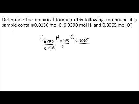 Determine the empirical formula of the following compound if a sample contains 0.0130 mol C, 0.0390