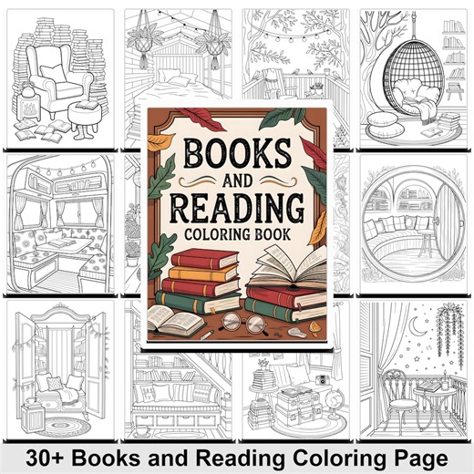 Books and Reading Coloring Pages PDF • 30+ Fun Literacy-themed Pages • Kids Printable Mindful Coloring Book • Instant Digital Download - Etsy Canada