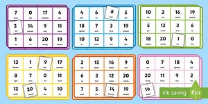 Number Words 0-20 Bingo