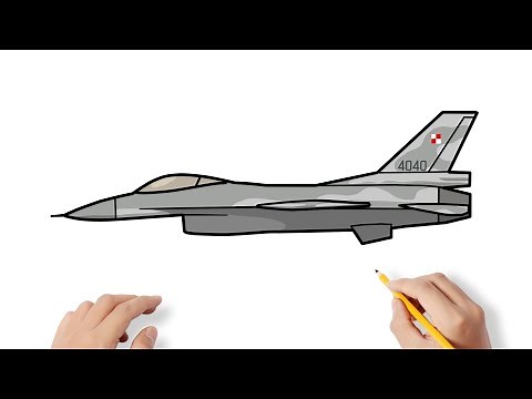 How to draw F-16 FIGHTER JET / drawing f16 fighting falcon American airplane step by step