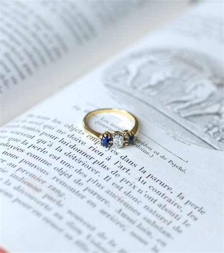 Antique Wedding Band With Garter, Sapphires and Diamonds on Gold and Platinum - Etsy