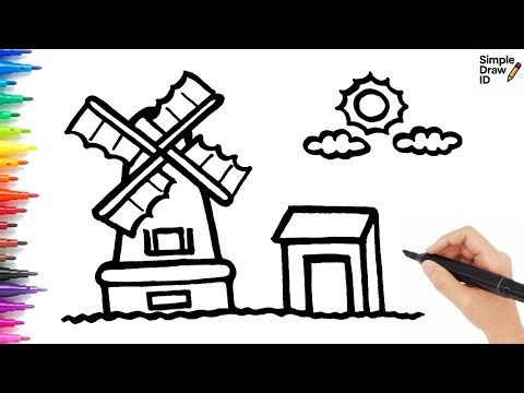 How To Draw A Traditional Windmill Easy Step by step - Drawing Windmill Easy For Kids Education
