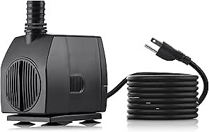 Alpine Corporation Replacement Stream Pump 1500 GPH with 33 Ft. Cord for Fountains and Waterfalls