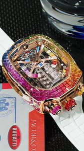 521K views · 16K reactions | Where hypercar design meets high jewelry. The Bugatti Chiron Tourbillon Baguette, set with hundreds of baguette-cut gems, brings together the essence of power and precision. A masterpiece of engineering and artistry, with every angle revealing a new facet of brilliance. #JacobAndCo #Inspiredbytheimpossible #BugattiChironTourbillon | Jacob & Co. | Facebook