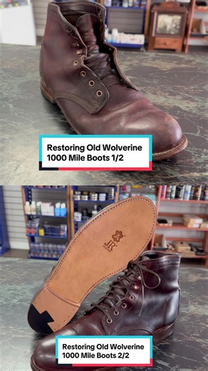 Complete restoration of Wolverine 1000 Mile leather boots