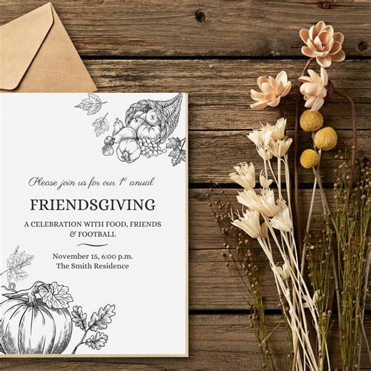 Editable Friendsgiving Invitation Template – Instant Download | Canva Editable | Printable Fall Party Invite - Etsy