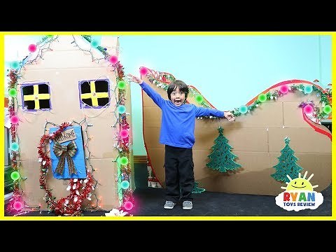Giant Christmas Box Fort Challenge and Cardboard Sleigh with Ryan