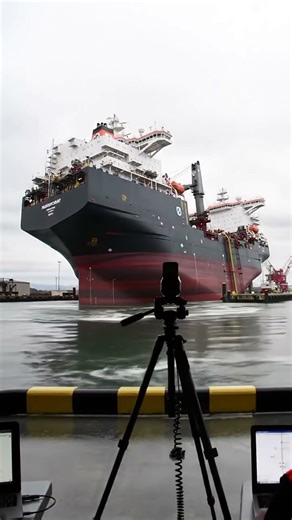 Incredible Sideways Ship Launch #engineering