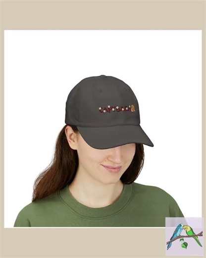 Capybara Floral Script Cap, Dad Cap | Fun Baseball Hat