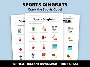 Sports Dingbats Picture Quiz: Fun Printable Game for Parties and Family Gatherings (instant PDF Download) - Etsy