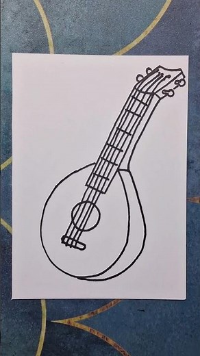 mandolin drawing, music instrument drawing, how to draw a mandolin