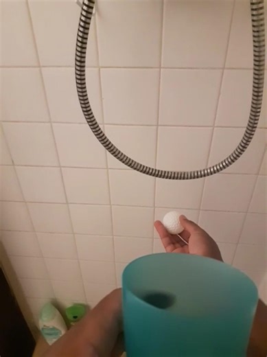 Tossing The Ball Off Bathtub Tile Wall Going Over Shower Head Into Cup #wow #subscribe #shorts