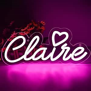 Claire Name Neon Sign for Wall Decor Claire LED Sign for Man Cave Bedroom | Dimmable LED Neon,Girl Birthday Name Gift,Man Cave,Bedroom,Birthday Party Decor,5V USB Powered,Easy Installation,13 * 5.5In