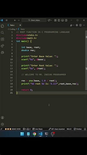 root function in c programming | day - 88 #shorts #viral #trending #cprogramming #youtubeshorts