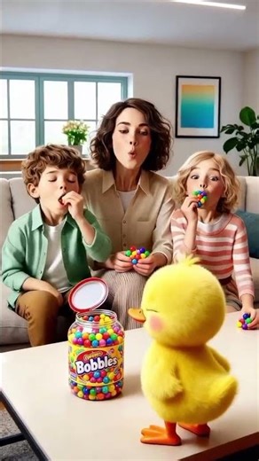 “Chick & Friend Bubble Gum Fun 🐥😄”
