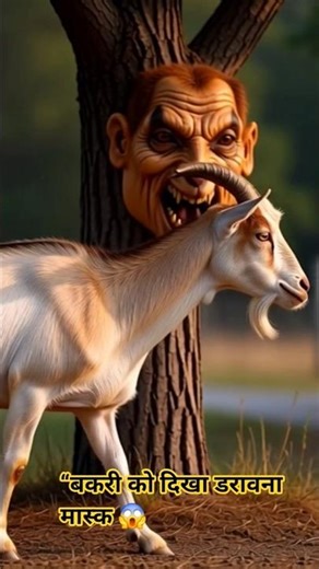 “Goat vs Scary Mask 😱😂 | Funny Horror Animal Shorts”