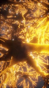 Journey through a neuron cell network inside the brain