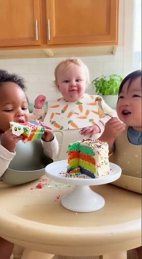 Adorable Babies Eating Rainbow Cake for the First Time!