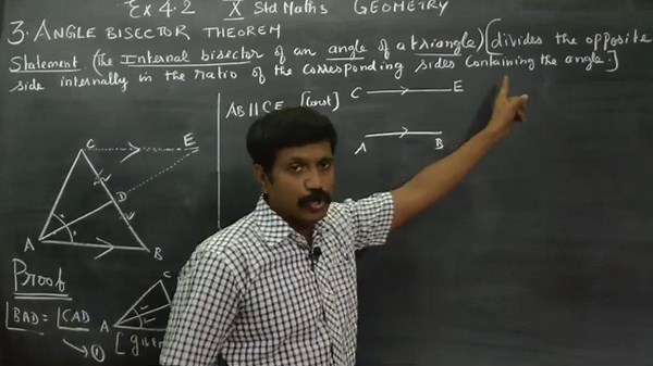 10th Std Maths Ex.4.2. ANGLE BISECTOR THEOREM