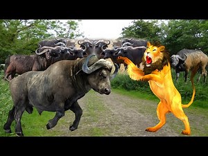 Lion Vs Buffalo Fight Epic Battle | Lion Attacks Wild Buffalos Animal Revolt Epic Battle
