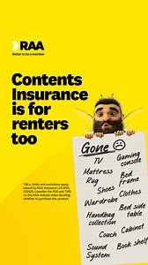 Renting? Your belongings deserve protection too. We're here to help with RAA Contents Insurance – so the unexpected doesn't catch you off guard. | RAA | Facebook