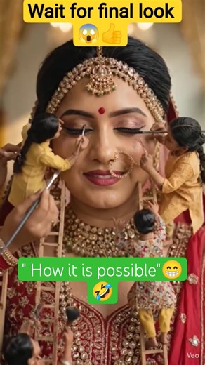"Bridal makeup in tiny world"😱👍 #trending #ai #tinyworld #shorts #viral #marriage