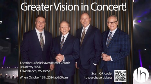 Join us for a great night with Greater Vision in Concert. Get your tickets today! www.itickets.com/events/480541 | Labelle Haven Baptist Church