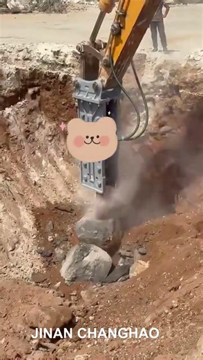 Customized logo hydraulic hammer rock breaking in action used on 20 Ton excavator #hydraulicbreaker
