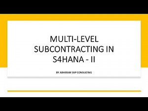 Sub-Contracting Config and Execution in SAP S4HANA | AC SAP Consulting