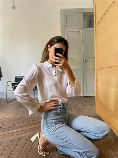 Vintage Sheer Romantic Woman Blouse, White See Through Collared Shirt, Bow Tie Antique Top - Etsy