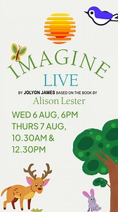 🎉✨ Happy National Kid Inventors Day! 🌟👧👦 Today, we celebrate the boundless creativity and imaginative spirit of young minds everywhere, with Imagine Live. This beautiful kids' production combines technology and imagination with inventive energy in the retelling of Alison Lester’s beloved book... a magical and interactive adventure. 🦁 ✨Wed 6 Aug 6PM 🎟 https://bit.ly/ImagineLiveDRTCC 🐬🦖 Just like kid inventors, this performance includes live action, animation, and digital puppetry. So join