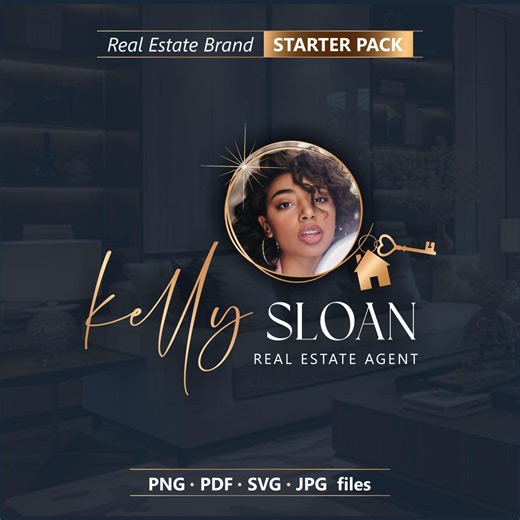 Semi-custom Real Estate Logo, Gold Realtor Branding Kit (digital Download 17 - Etsy