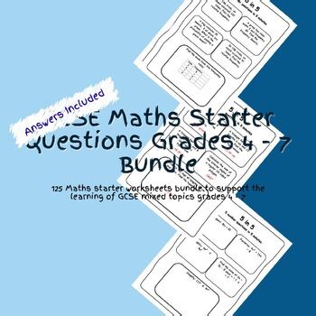 GCSE Maths Starters – 125 Worksheet Bundle (Grades 4–7)