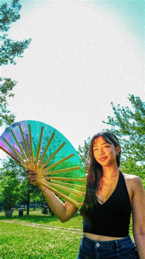 Big Holographic Fan & Pouch| Large Hand Fan | Festival Accessories | Rave Fan | Rave Accessories | Hand Fans | Folding Fan | Wood Hand Fans - Etsy
