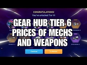 GEAR HUB TIER 6 PRICES OF MECHS AND WEAPONS | MECH ARENA