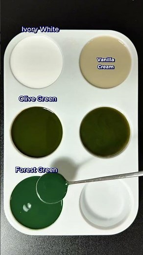 Mixing Ivory White + Olive Green + Forest Green