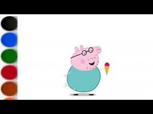 Draw dad peppa pig 🐖🌈❤️| step-by-step dady pig Drawing | colorful dady pig