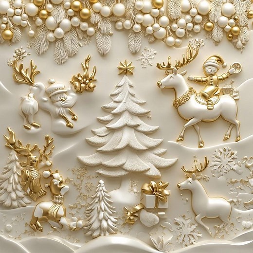 Luxury Golden Christmas Wrapping Paper: Characters Illusion, Modern Festive Decor - Etsy