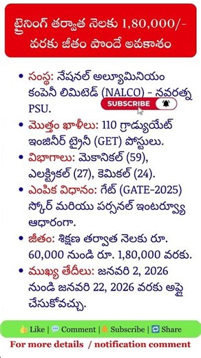 NALCO Recruitment 2025: 110 Graduate Engineer Trainee Vacancies | Salary ₹1.8 #shorts Apply Now
