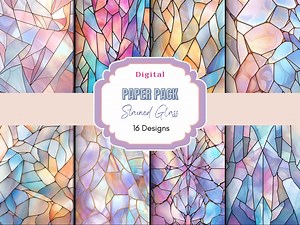 Stained Glass Digital Paper Pack | Commercial Use | Pastel Colors | Stained Glass Art| Colorful Background | Scrapbook Paper | Digital Paper - Etsy