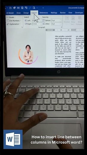 How to insert line between columns in Microsoft word? #msword #shortsvideo