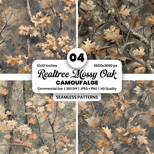 Hunting Camouflage Seamless Patterns Woodland Real Tree Mossy Oak Style Digital Paper PNG JPG 300 DPI Instant Download - Etsy